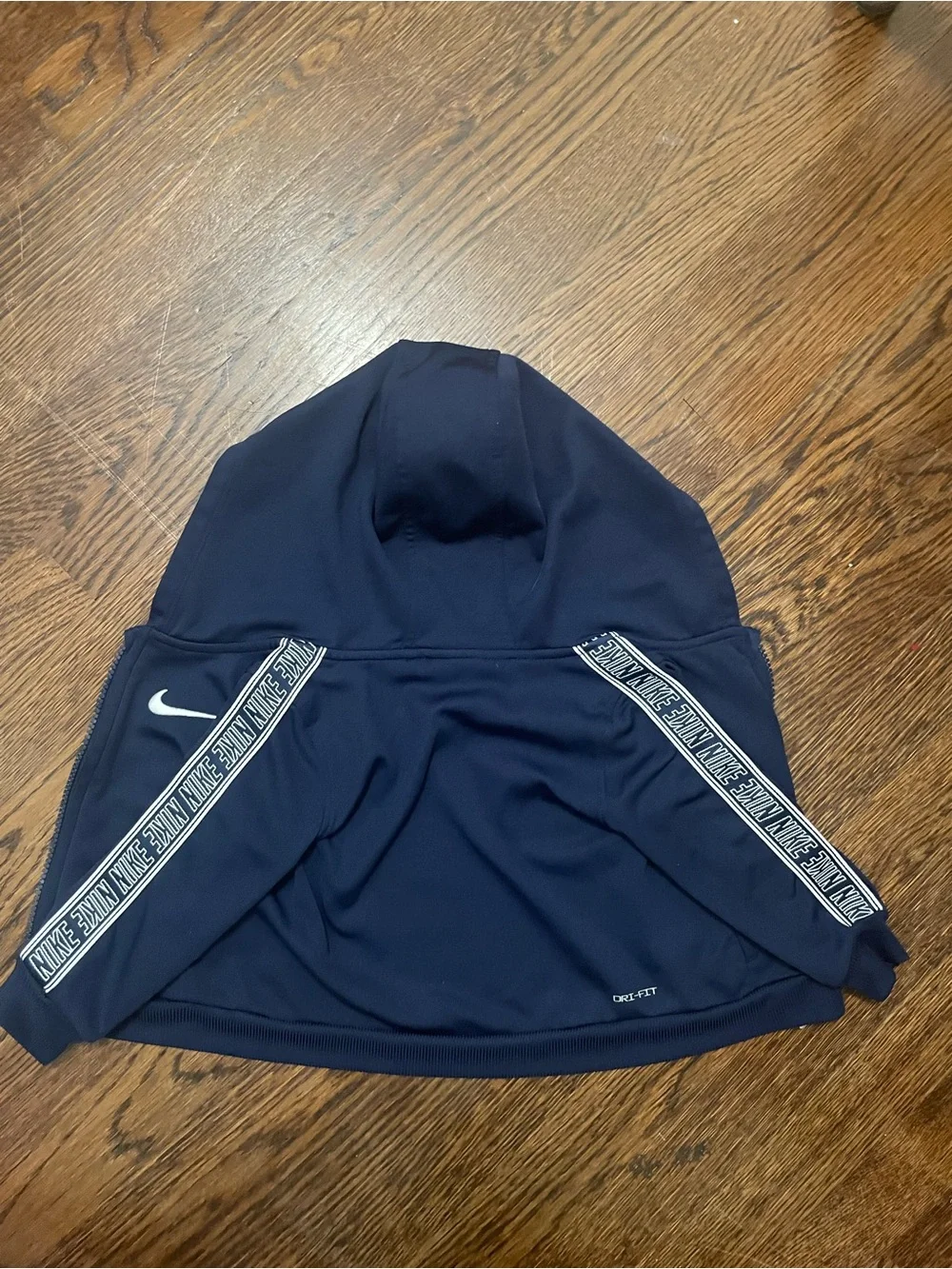 Nike Navy Zip Hoodie with White Swoosh Accent